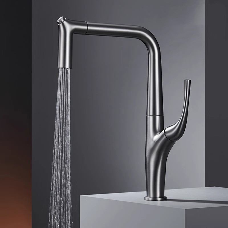Kitchen Appliances White - Brushed Gold Pull Out Kitchen Faucet