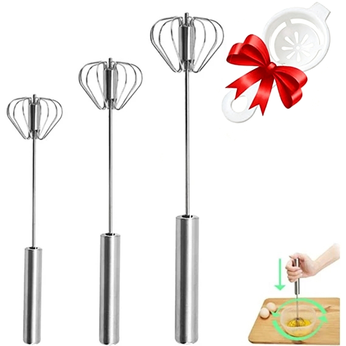 Kitchen Appliances Integrated - 1/3pcs Stainless Steel Egg Beater Durable
